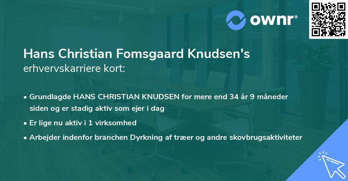 Hans Christian Fomsgaard Knudsen's erhvervskarriere kort