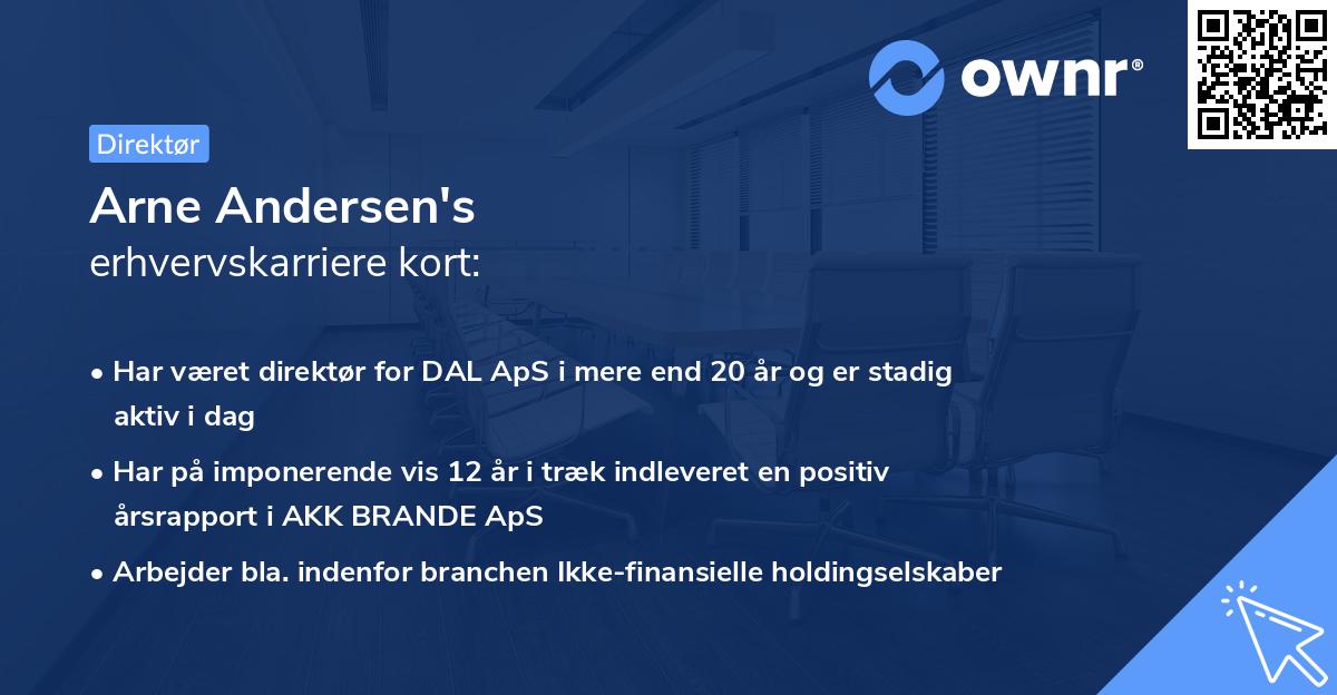 Arne Andersen's erhvervskarriere kort