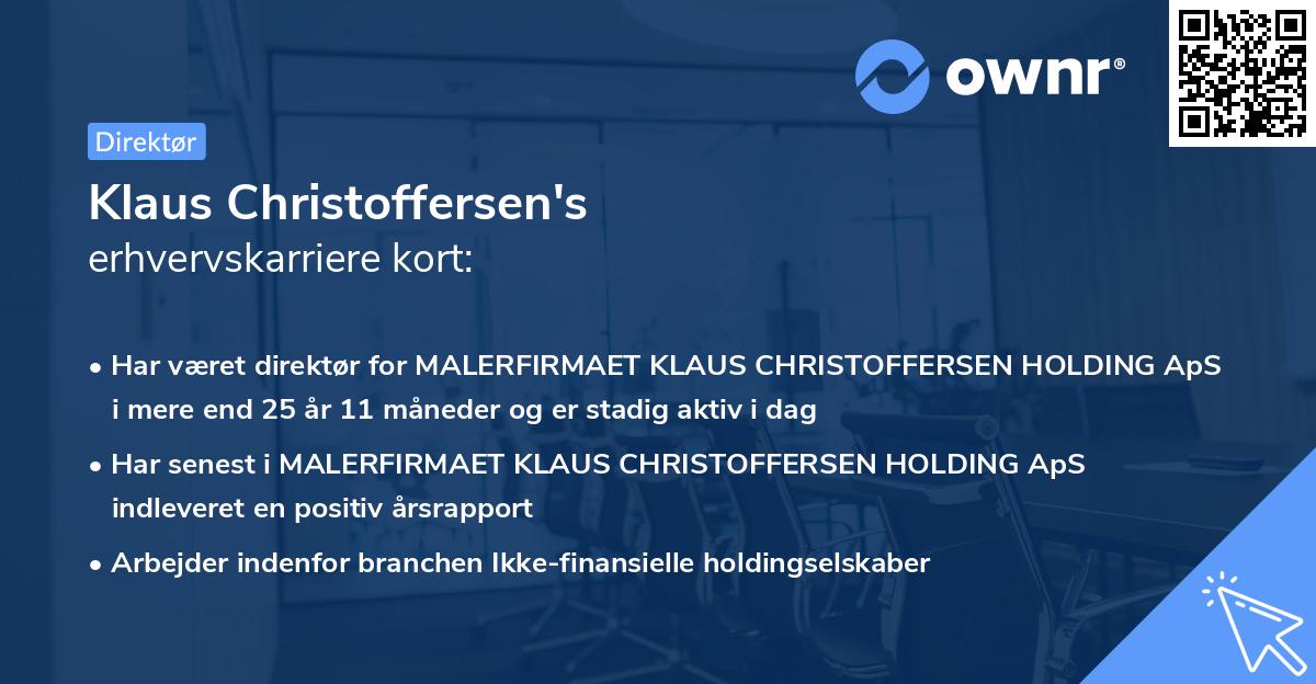 Klaus Christoffersen's erhvervskarriere kort