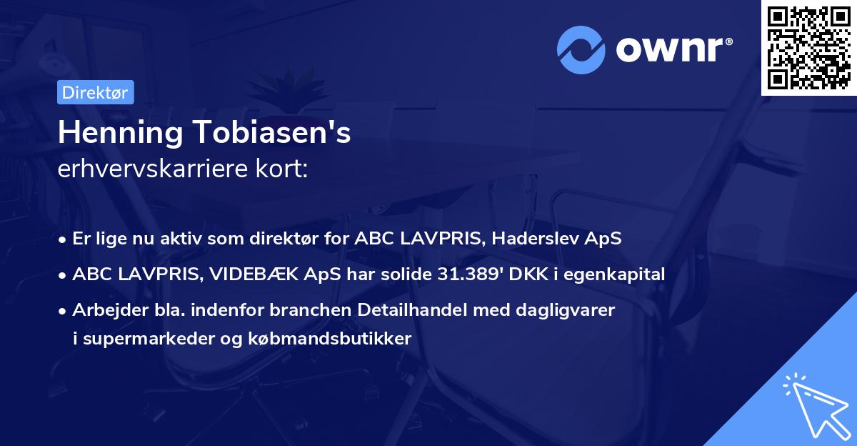 Henning Tobiasen's erhvervskarriere kort