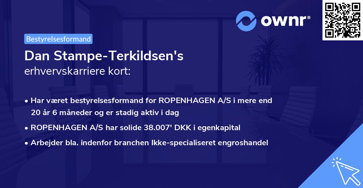 Dan Stampe-Terkildsen's erhvervskarriere kort