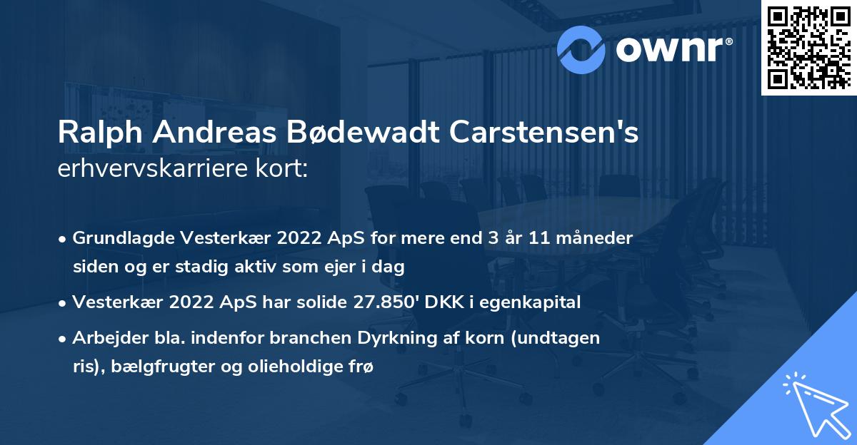 Ralph Andreas Bødewadt Carstensen's erhvervskarriere kort
