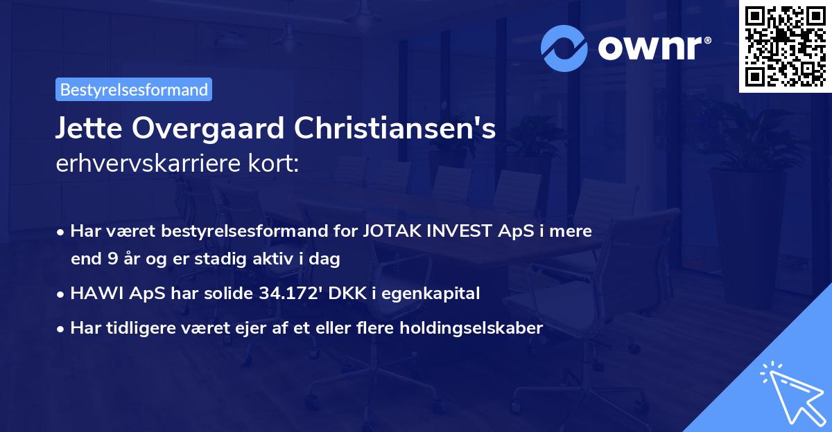 Jette Overgaard Christiansen's erhvervskarriere kort