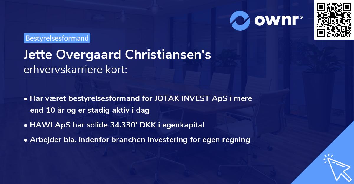 Jette Overgaard Christiansen's erhvervskarriere kort
