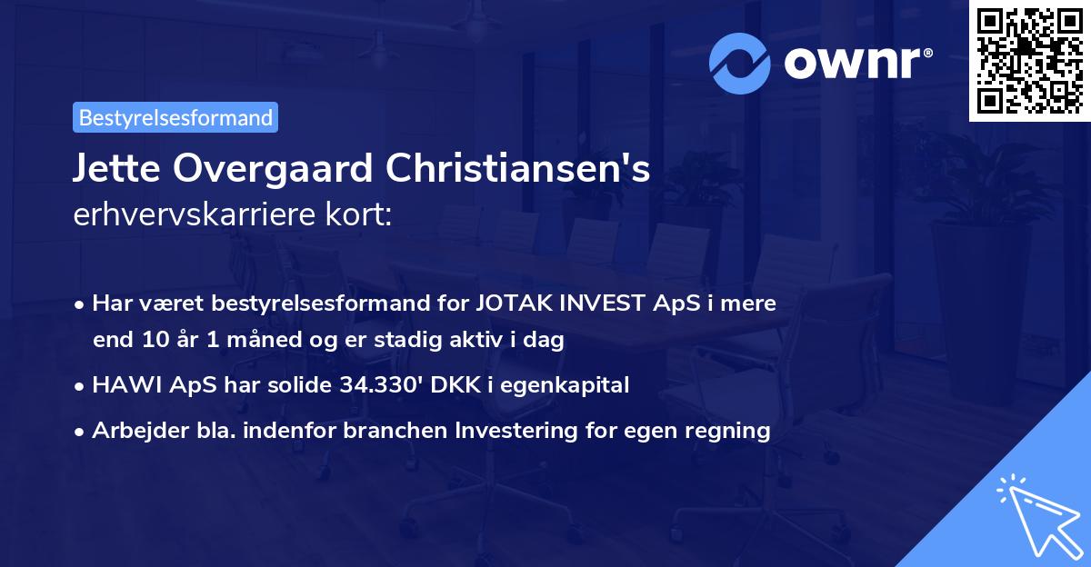 Jette Overgaard Christiansen's erhvervskarriere kort