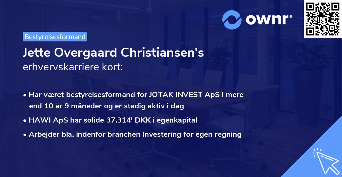 Jette Overgaard Christiansen's erhvervskarriere kort