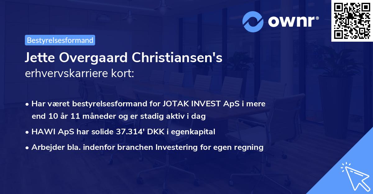 Jette Overgaard Christiansen's erhvervskarriere kort