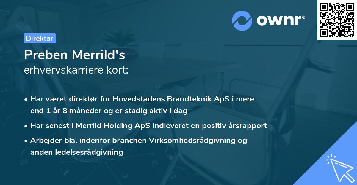 Preben Merrild's erhvervskarriere kort
