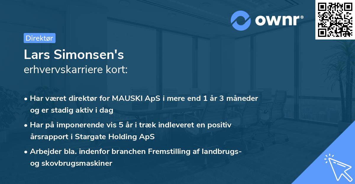 Lars Simonsen's erhvervskarriere kort
