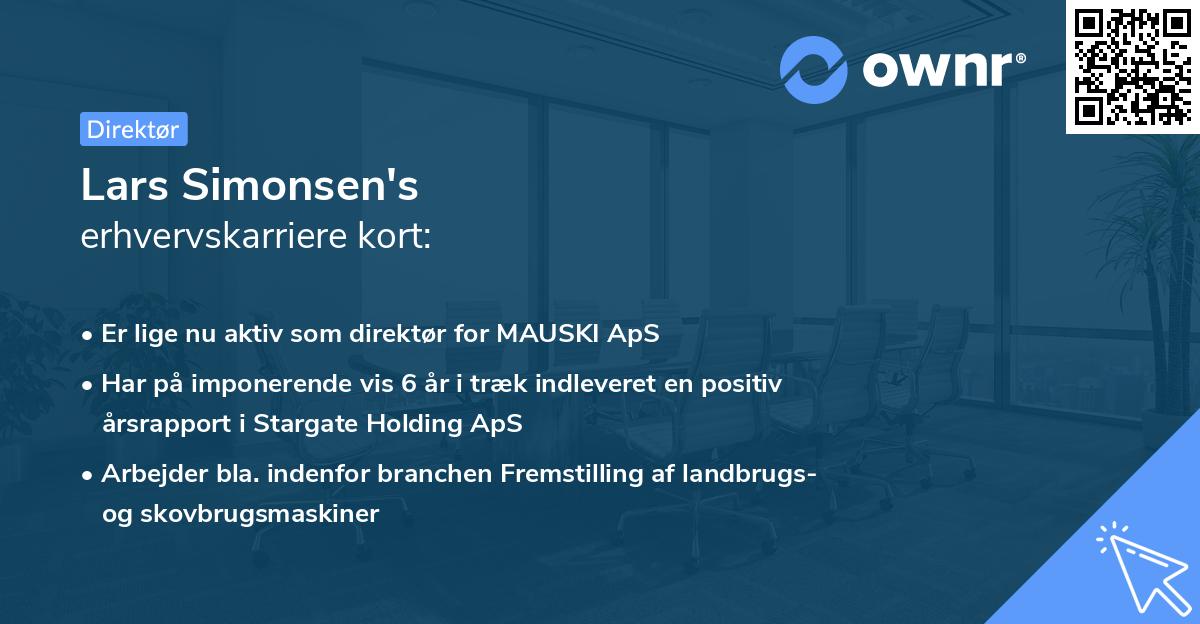 Lars Simonsen's erhvervskarriere kort
