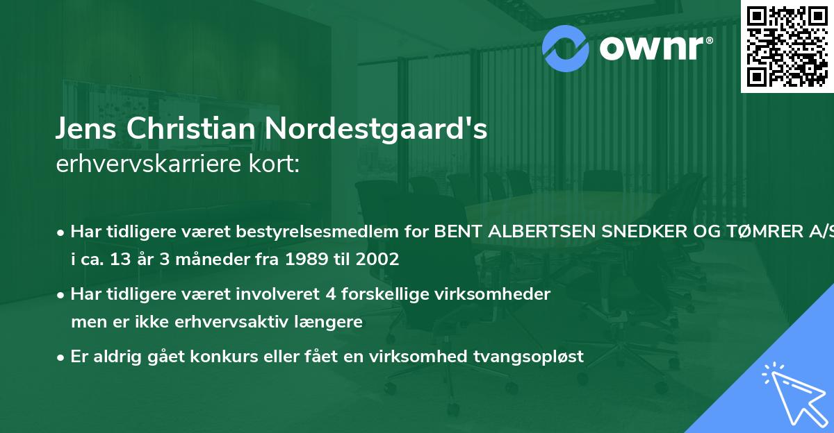 Jens Christian Nordestgaard's erhvervskarriere kort