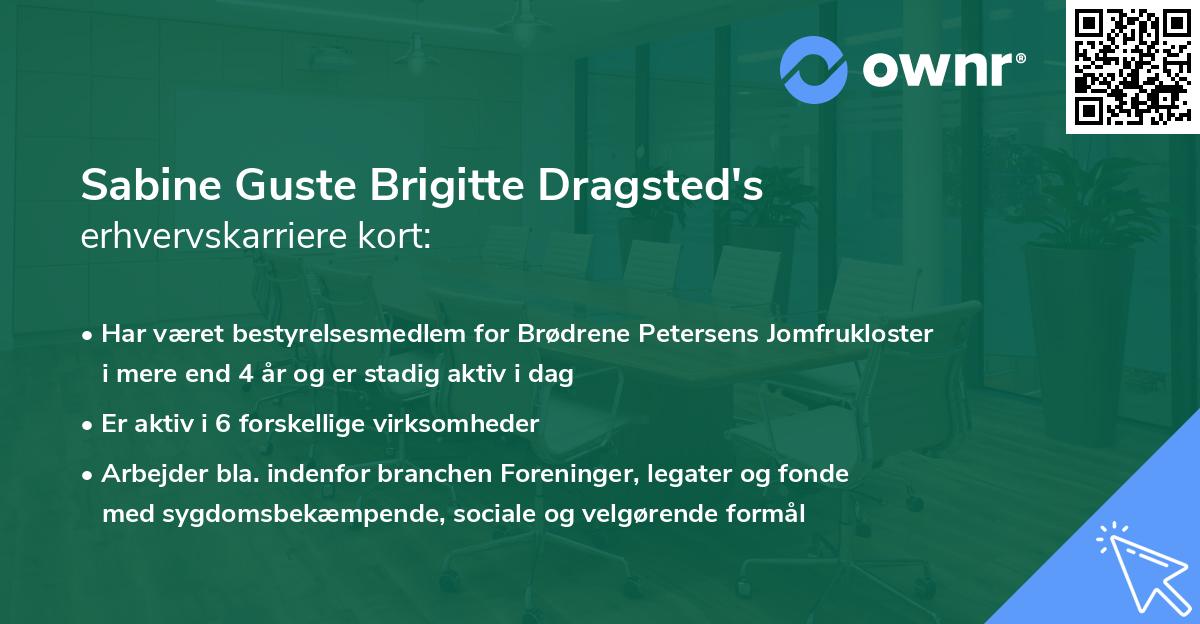 Sabine Guste Brigitte Dragsted's erhvervskarriere kort