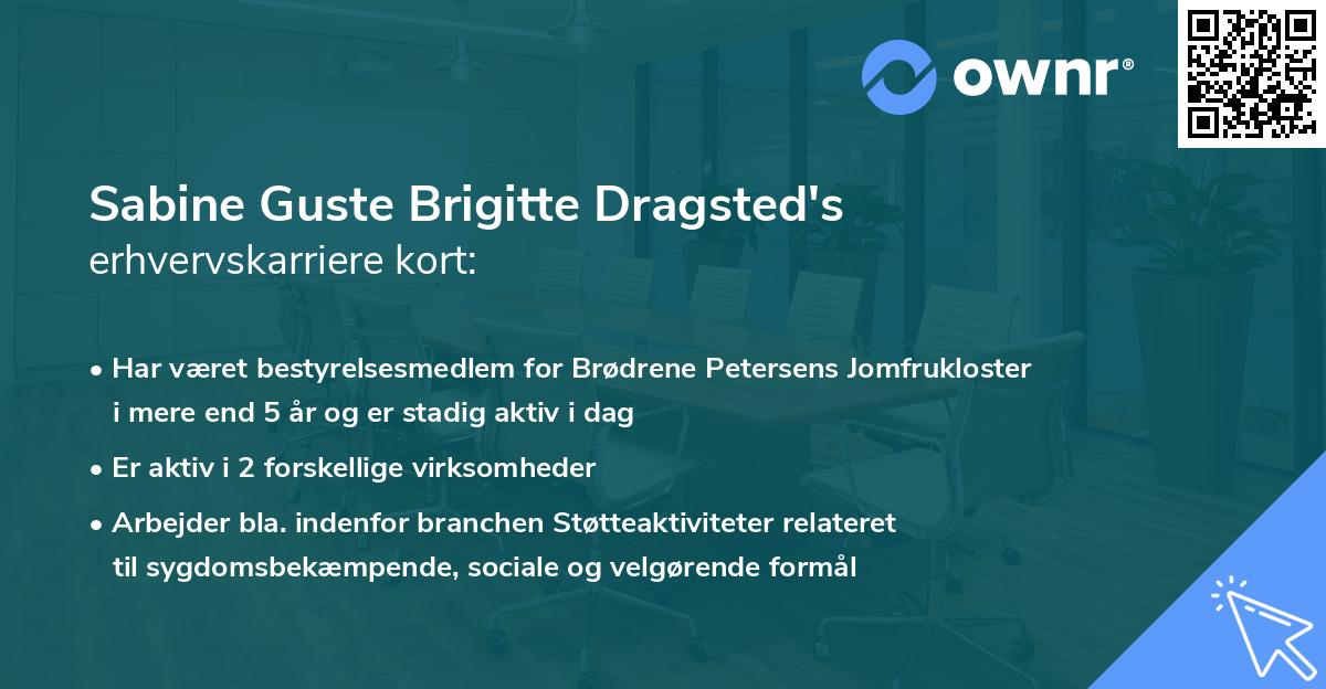 Sabine Guste Brigitte Dragsted's erhvervskarriere kort