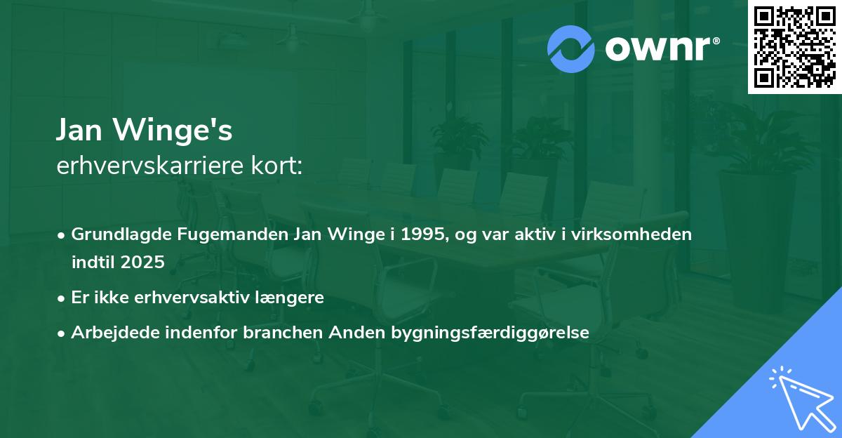 Jan Winge's erhvervskarriere kort