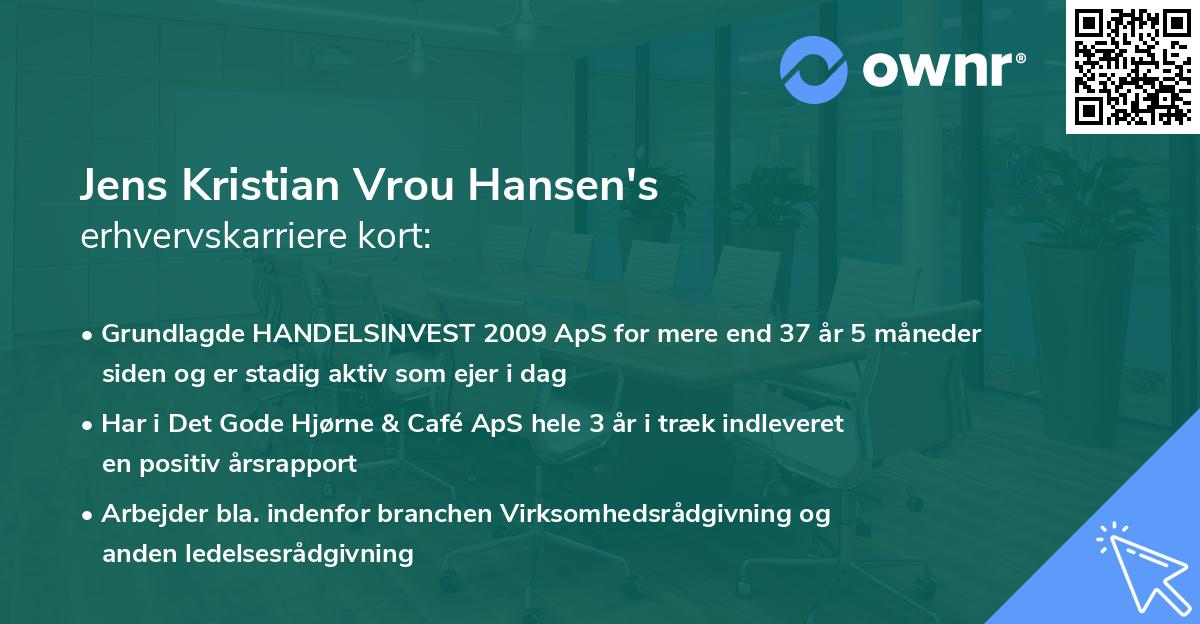 Jens Kristian Vrou Hansen's erhvervskarriere kort