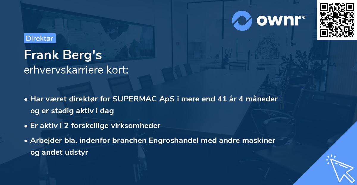 Frank Berg's erhvervskarriere kort