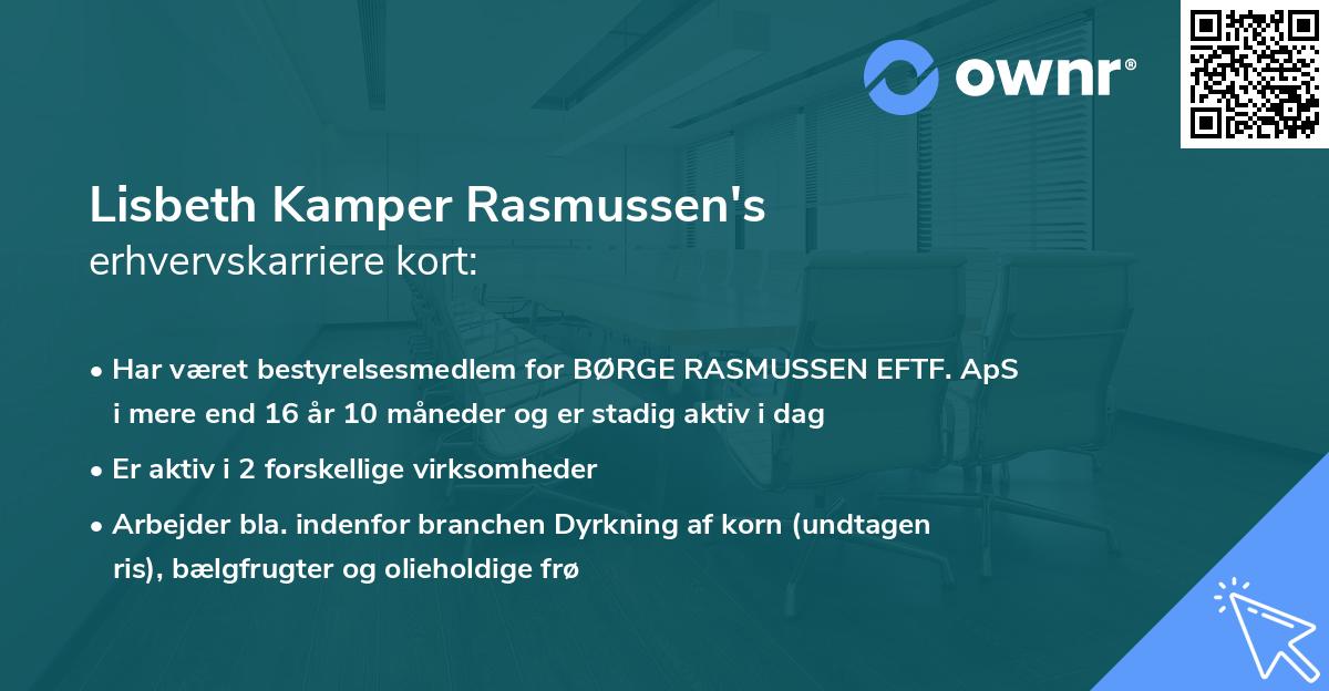 Lisbeth Kamper Rasmussen's erhvervskarriere kort