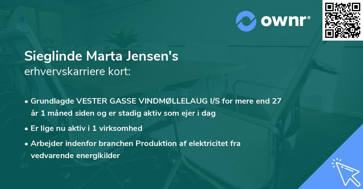 Sieglinde Marta Jensen's erhvervskarriere kort