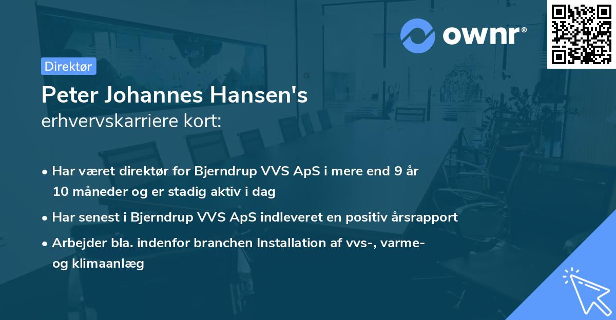 Peter Johannes Hansen's erhvervskarriere kort