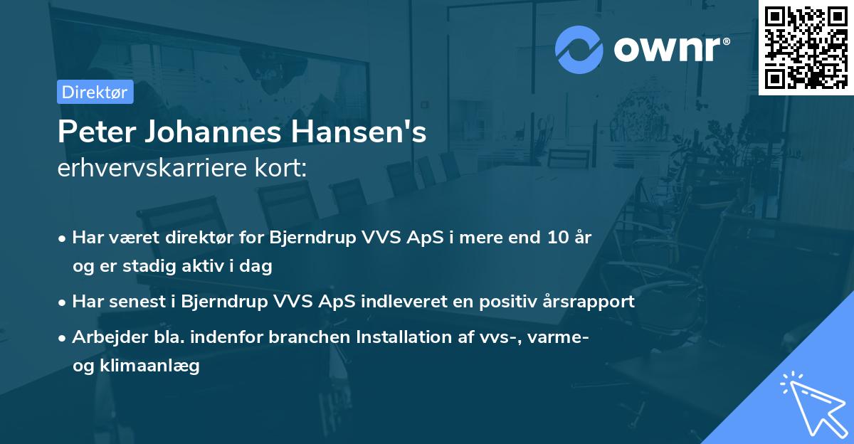 Peter Johannes Hansen's erhvervskarriere kort