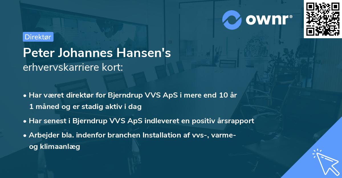 Peter Johannes Hansen's erhvervskarriere kort
