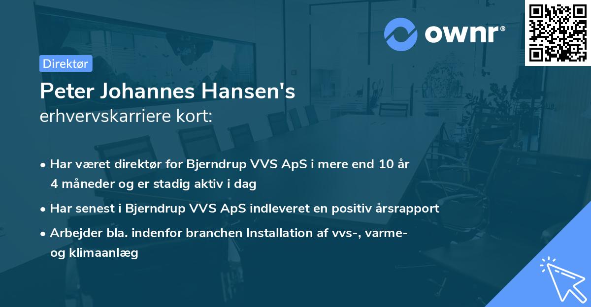 Peter Johannes Hansen's erhvervskarriere kort