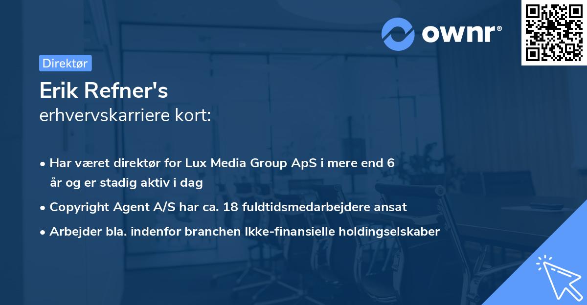 Erik Refner's erhvervskarriere kort