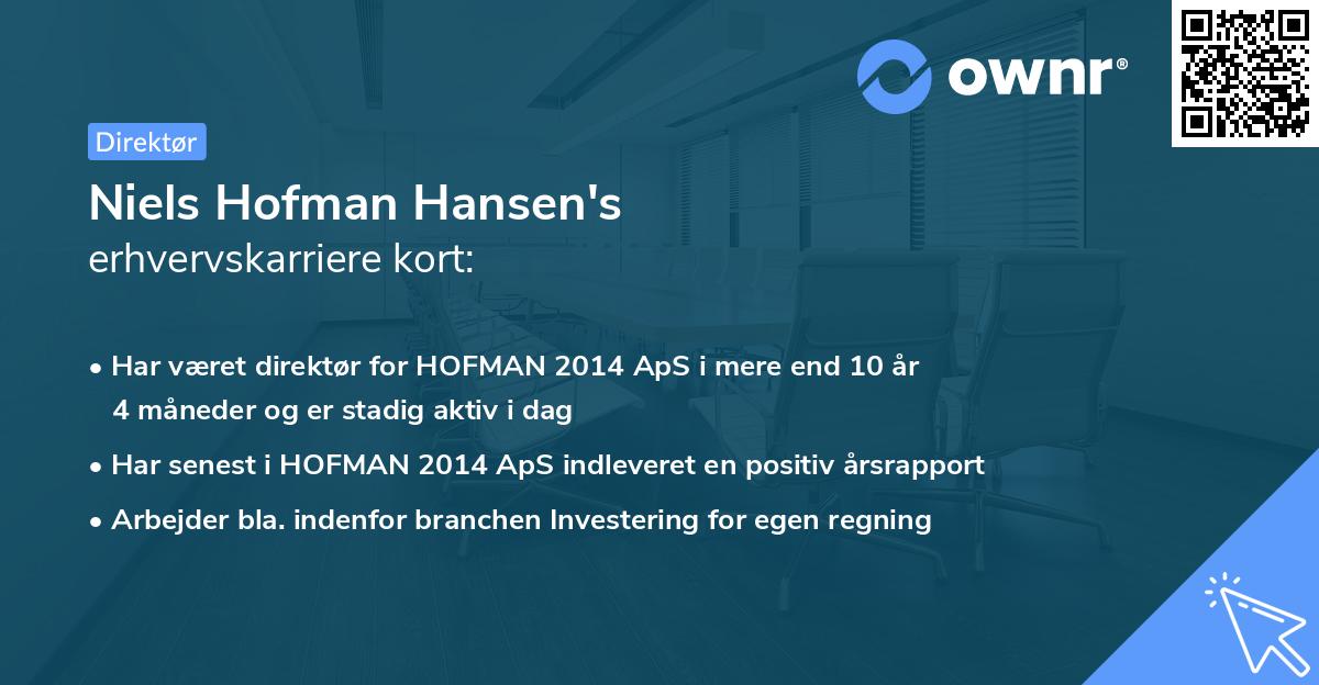 Niels Hofman Hansen's erhvervskarriere kort