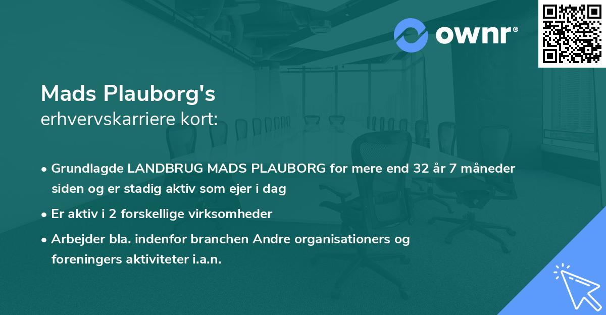 Mads Plauborg's erhvervskarriere kort