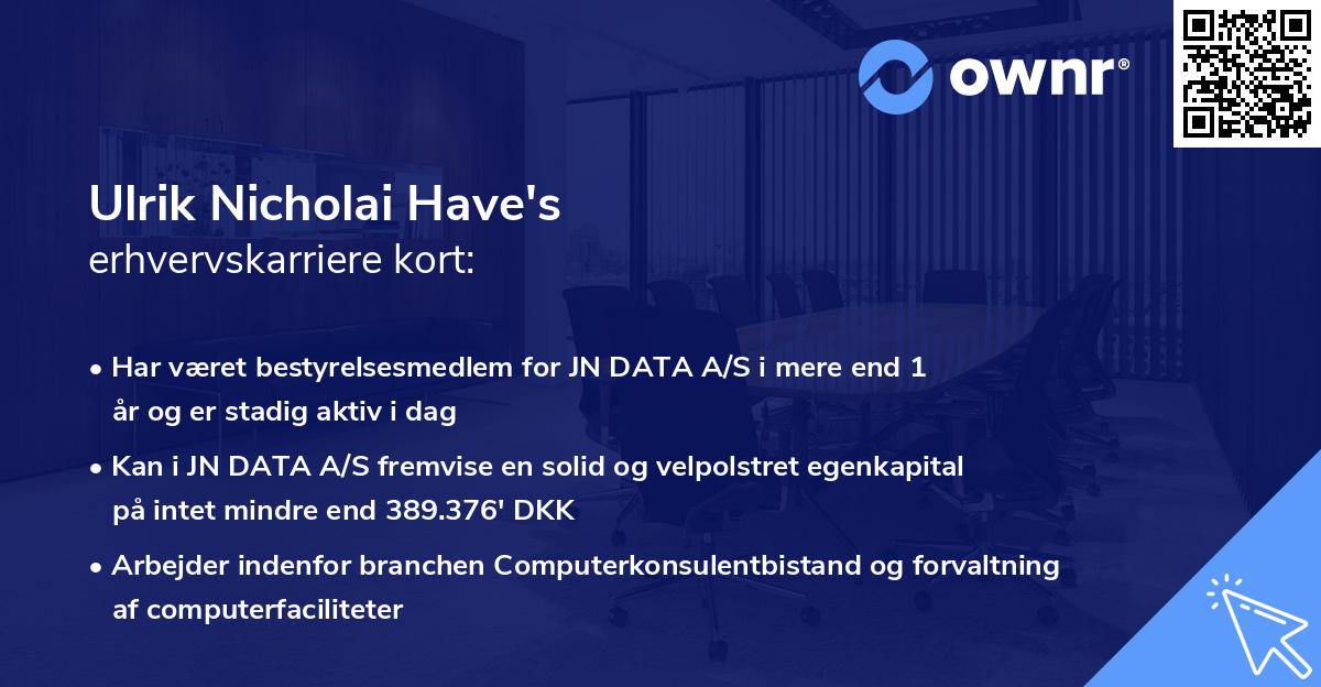Ulrik Nicholai Have's erhvervskarriere kort