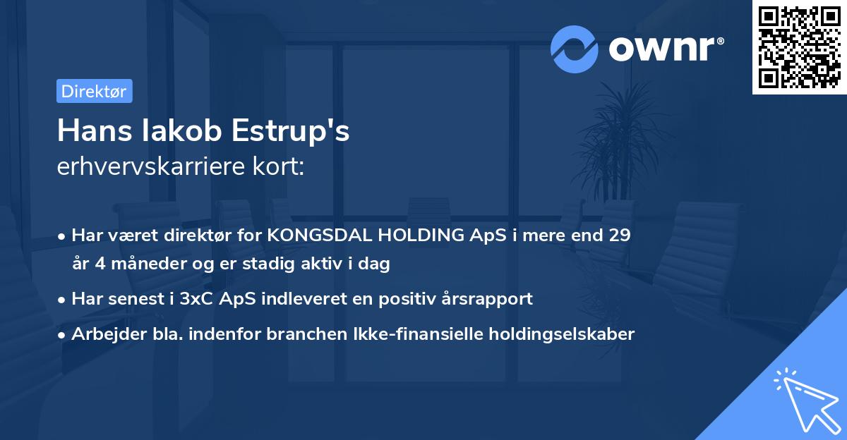 Hans Iakob Estrup's erhvervskarriere kort