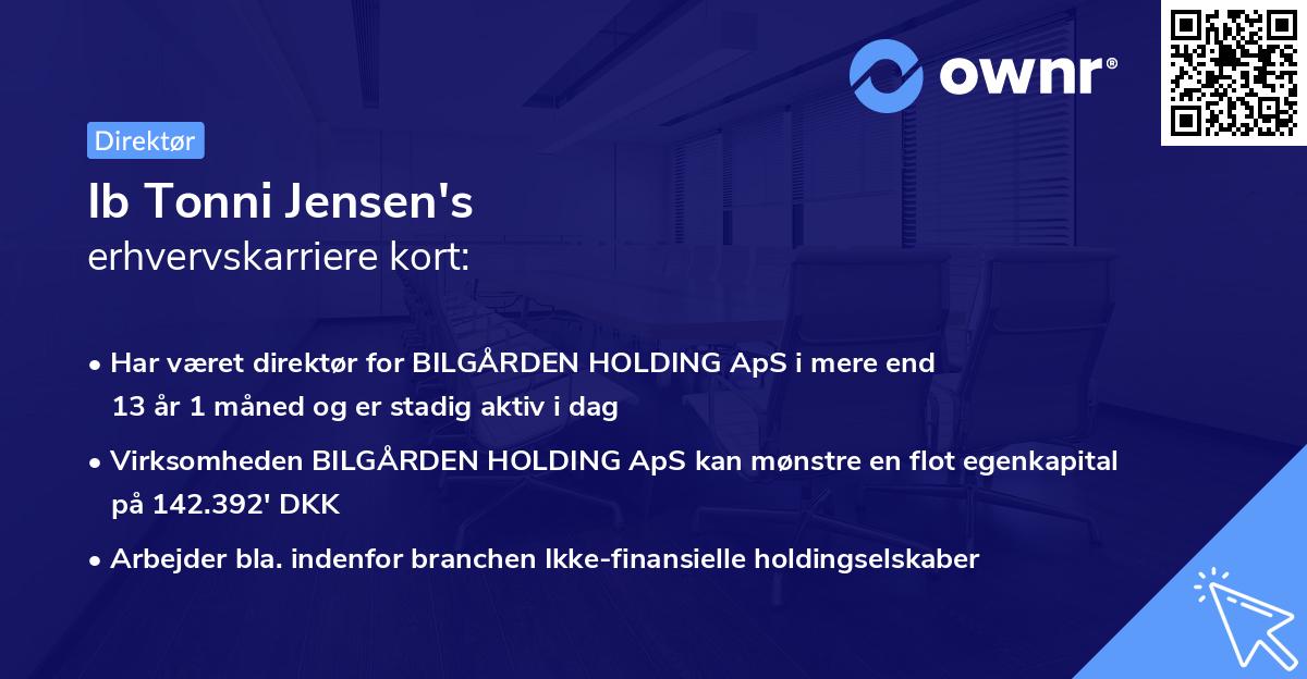 Ib Tonni Jensen's erhvervskarriere kort