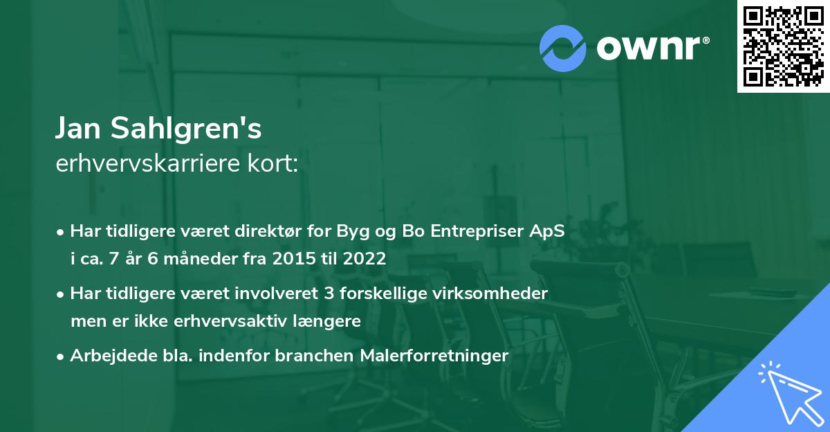 Jan Sahlgren's erhvervskarriere kort