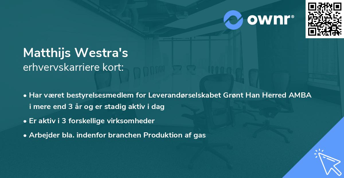 Matthijs Westra's erhvervskarriere kort