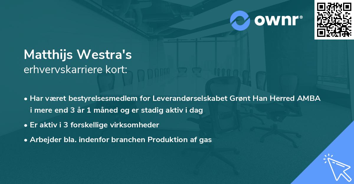 Matthijs Westra's erhvervskarriere kort