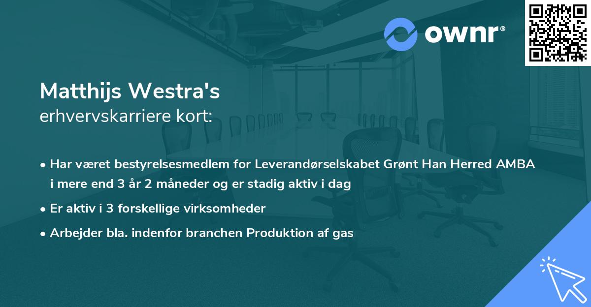 Matthijs Westra's erhvervskarriere kort