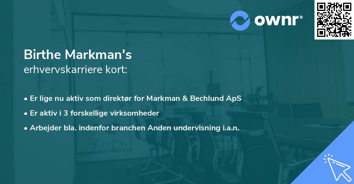 Birthe Markman's erhvervskarriere kort