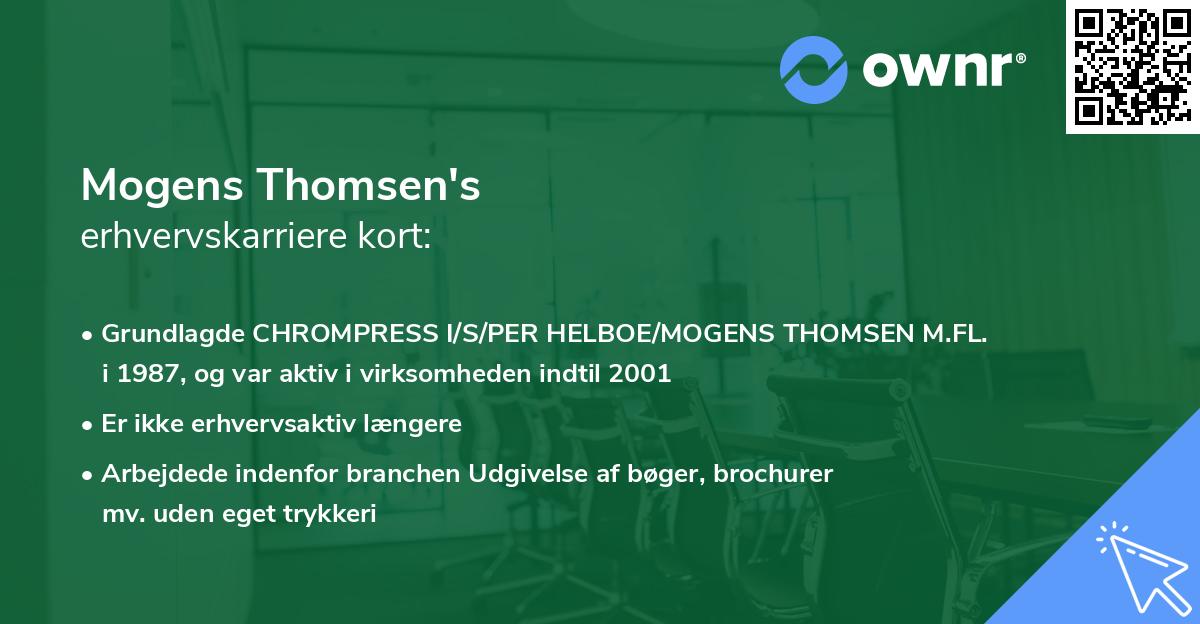 Mogens Thomsen's erhvervskarriere kort