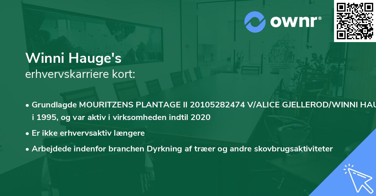 Winni Hauge's erhvervskarriere kort