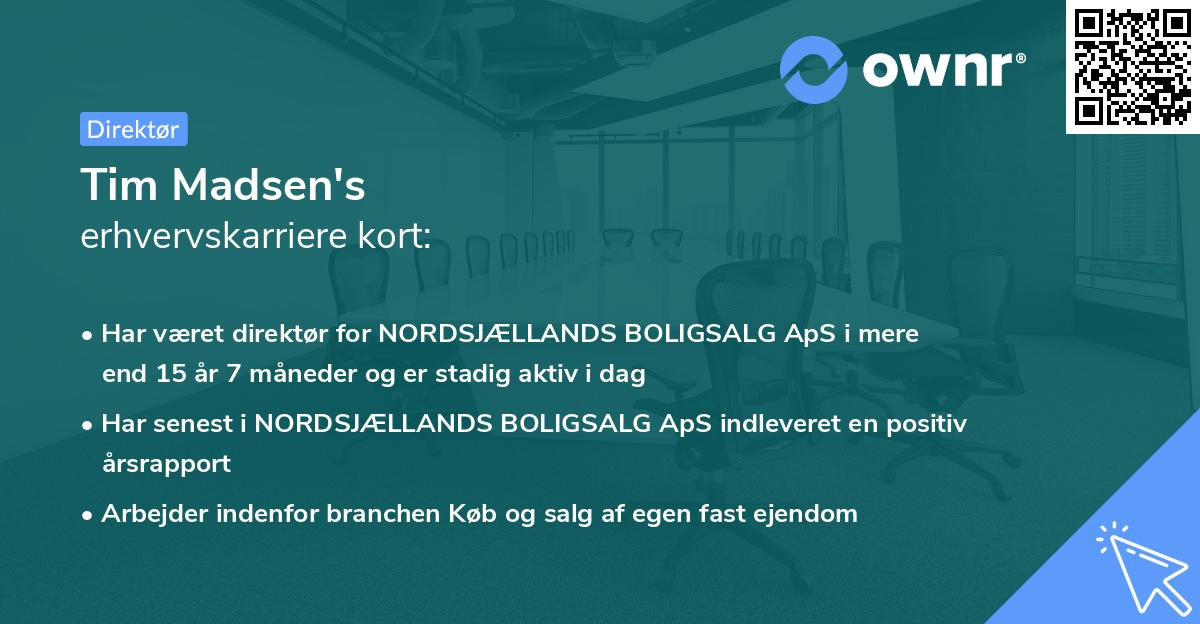 Tim Madsen's erhvervskarriere kort
