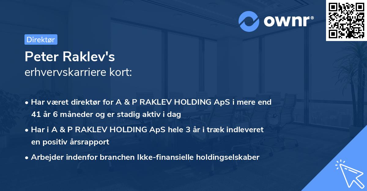 Peter Raklev's erhvervskarriere kort