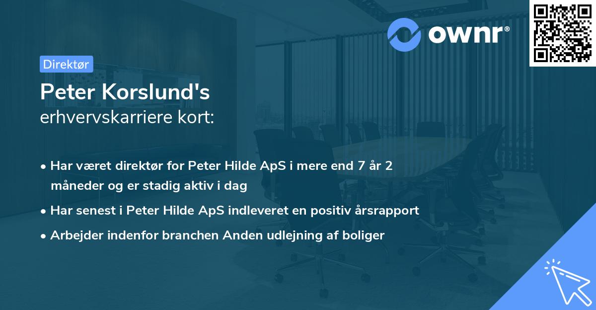 Peter Korslund's erhvervskarriere kort