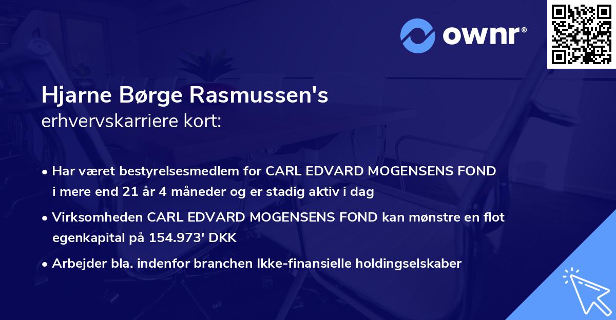 Hjarne Børge Rasmussen's erhvervskarriere kort