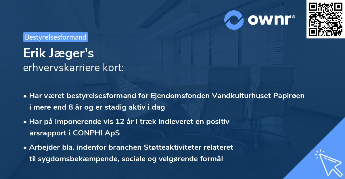 Erik Jæger's erhvervskarriere kort