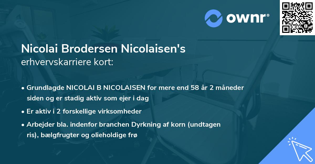 Nicolai Brodersen Nicolaisen's erhvervskarriere kort