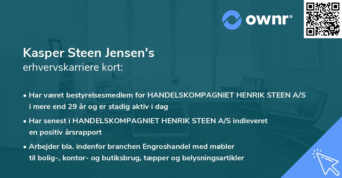 Kasper Steen Jensen's erhvervskarriere kort
