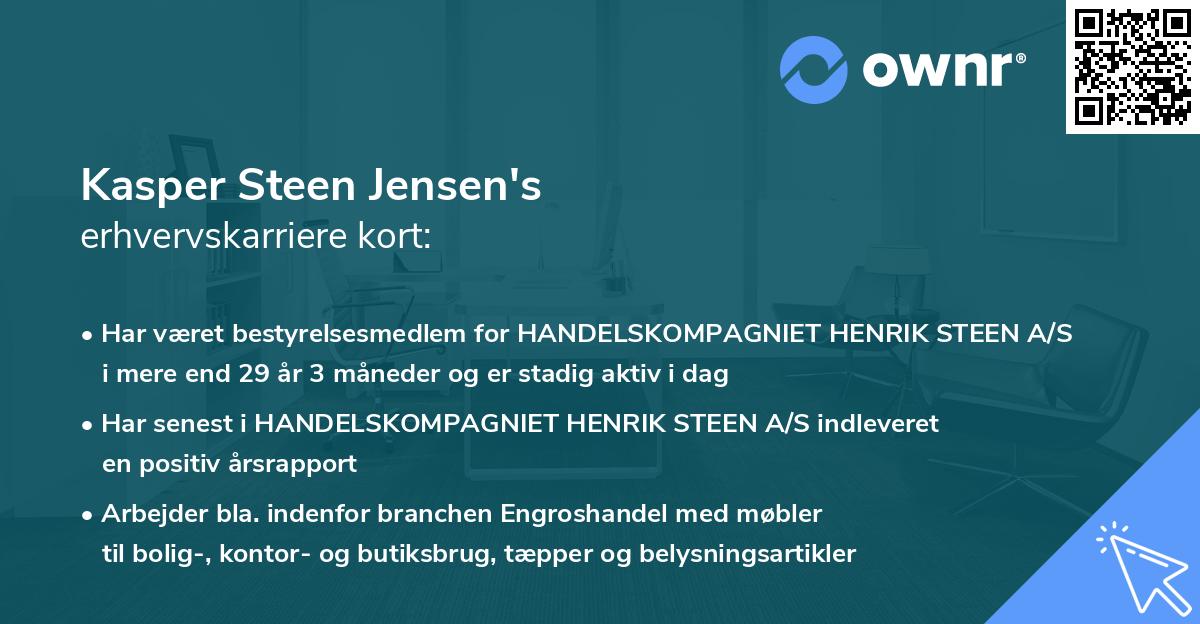 Kasper Steen Jensen's erhvervskarriere kort