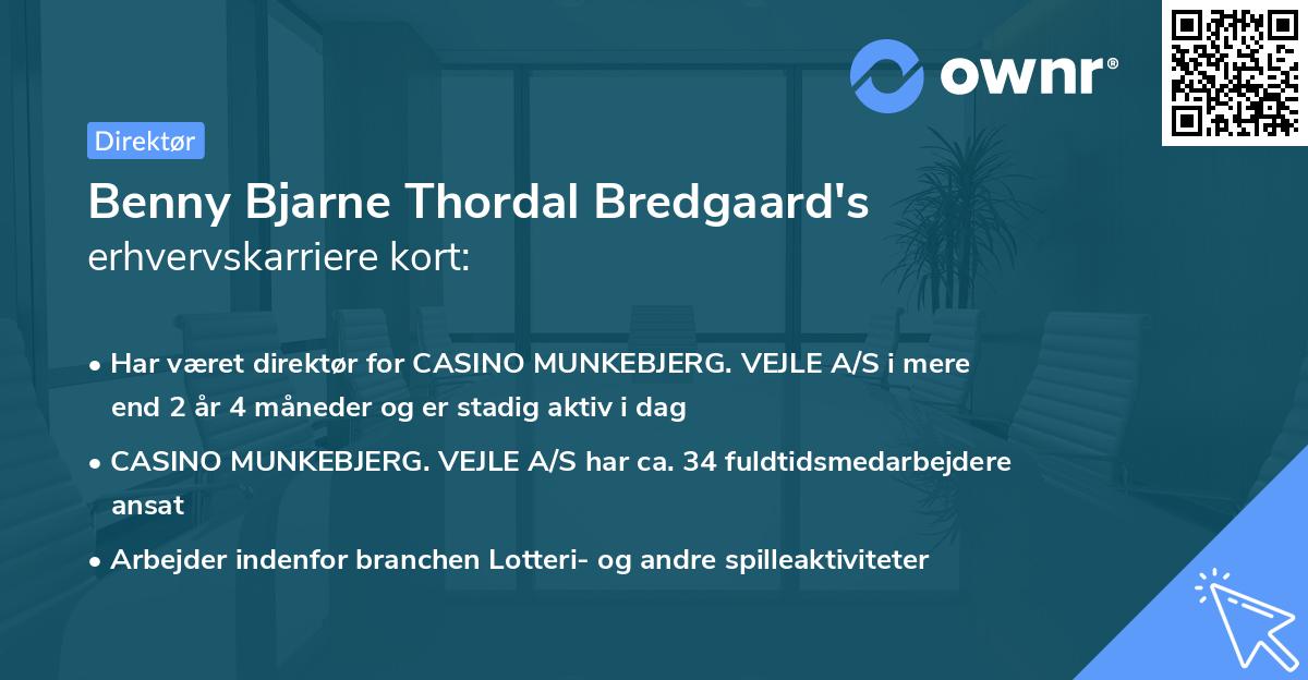Benny Bjarne Thordal Bredgaard's erhvervskarriere kort