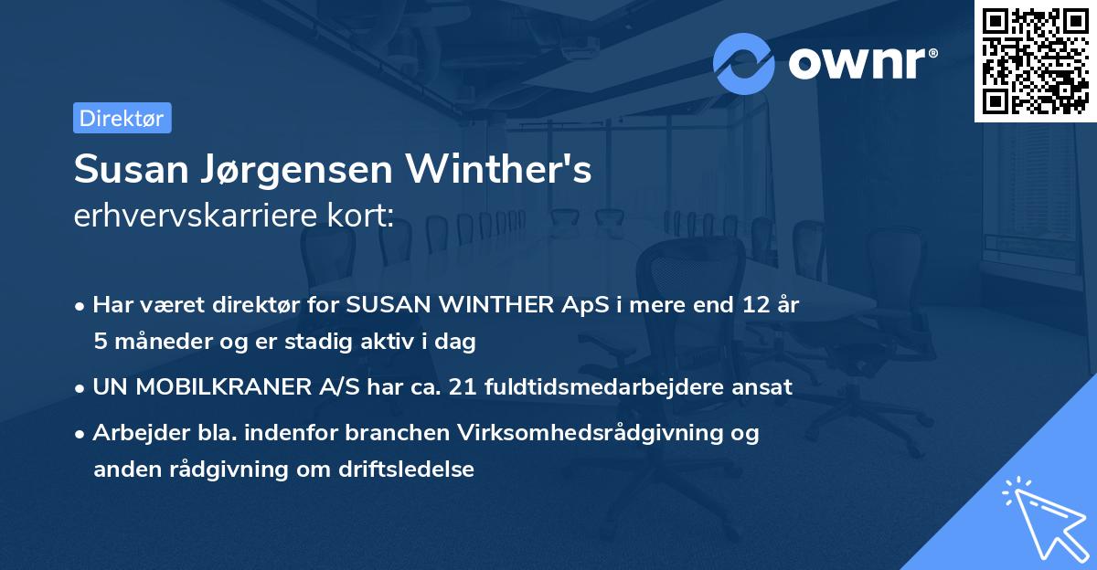 Susan Jørgensen Winther's erhvervskarriere kort