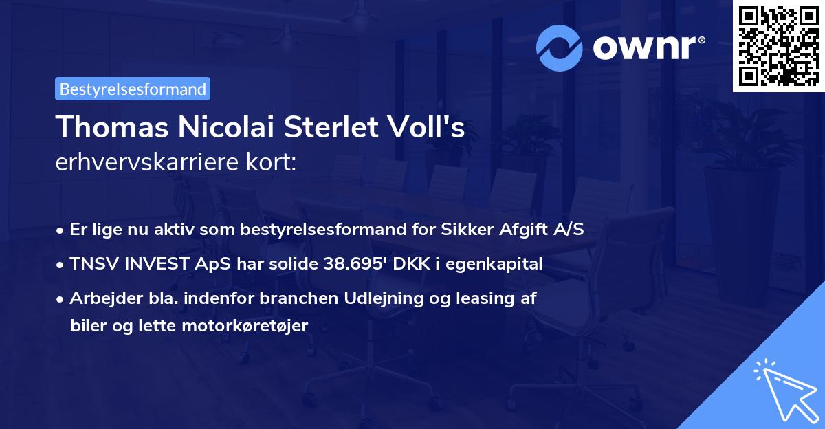Thomas Nicolai Sterlet Voll's erhvervskarriere kort